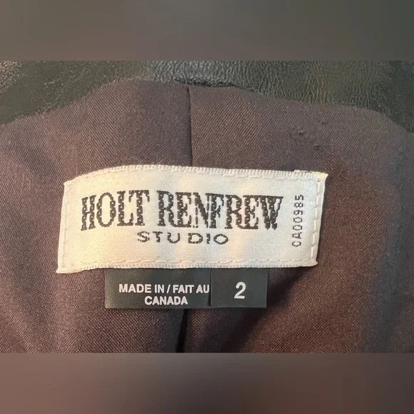 VINTAGE Leather Holt Renfrew Women’s Black Pants - Size 2 - Picture 7 of 9